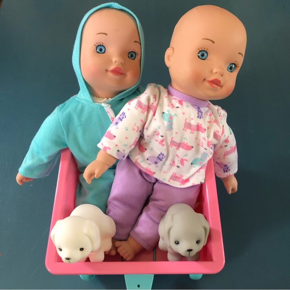 Soft Bodied Dolls (2), Twins Wagon and Friends